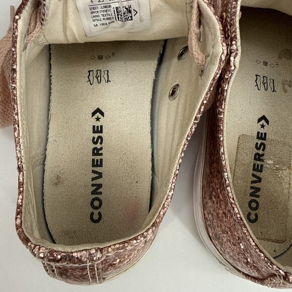 Converse All Star Rose Gold Glitter Low Top Shoes Size 4 Juniors 659230C - Picture 11 of 12